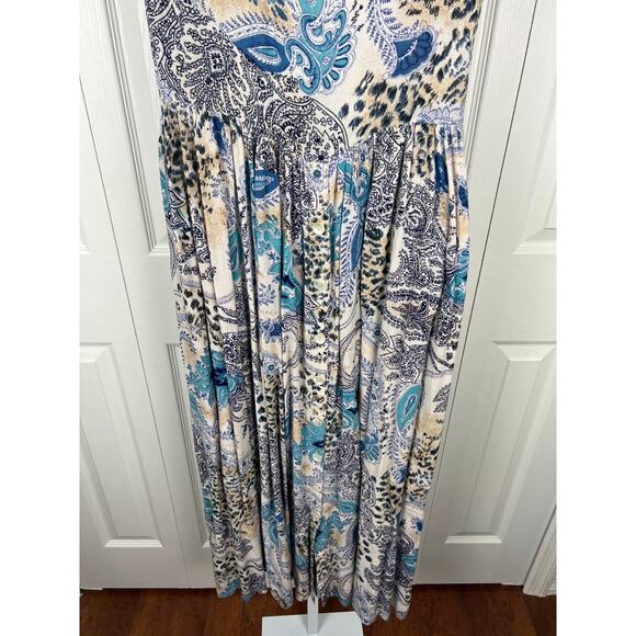 Bila Womens Vintage White Maxi Dress Crickle Paisley Animal Print Boho Small - Picture 6 of 8